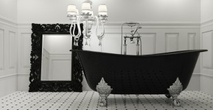 Nőies fekete fürdőszoba
